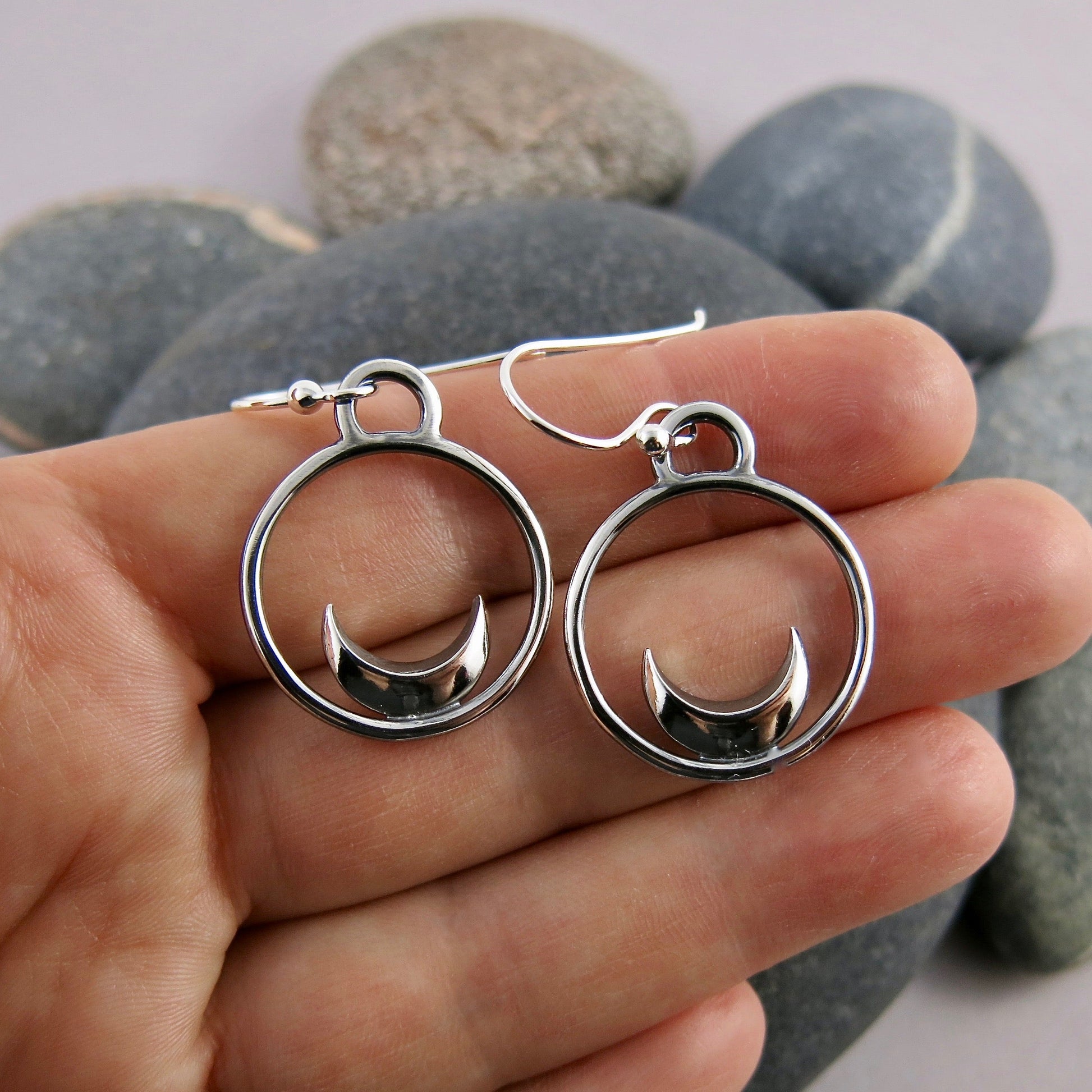 Boucles d'oreilles de rêve • Croissants de lune en argent