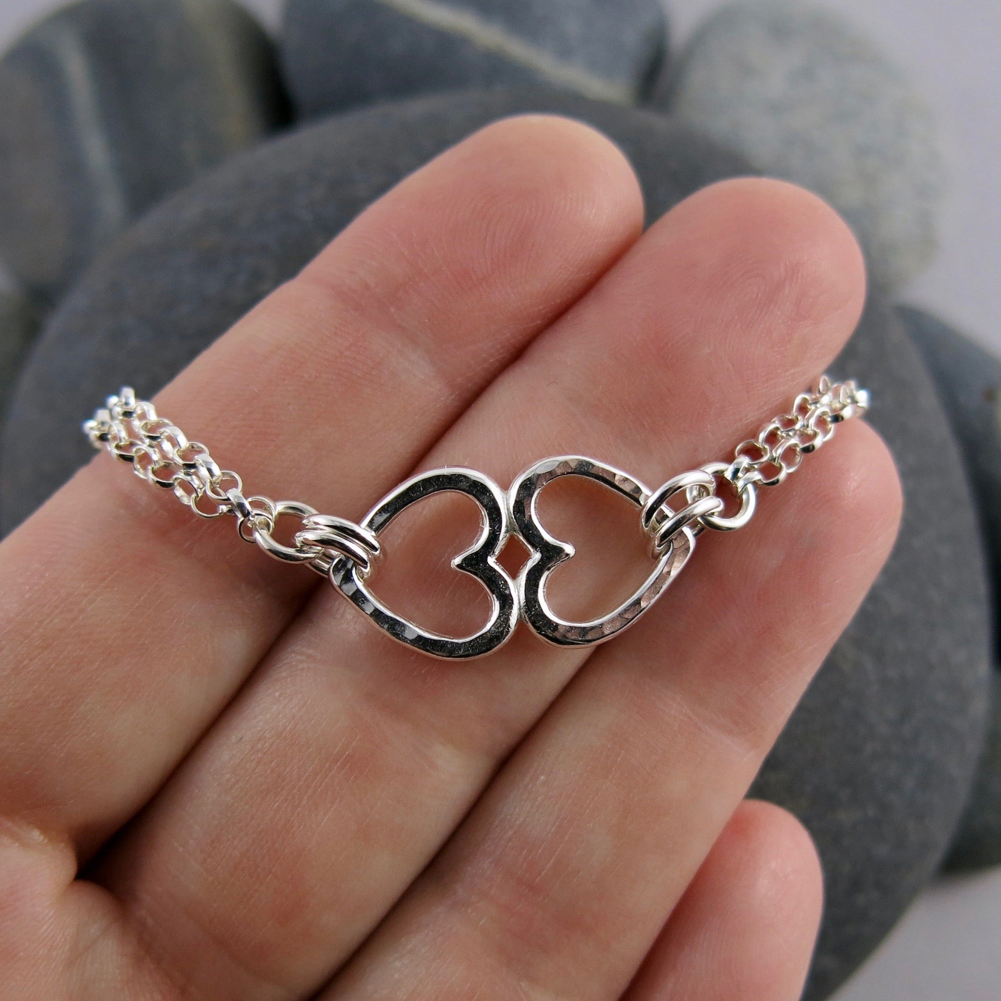 Bracelet Duo Cœurs Ouverts • Argent Sterling