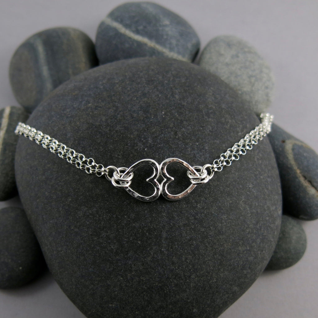 Bracelet Duo Cœurs Ouverts • Argent Sterling