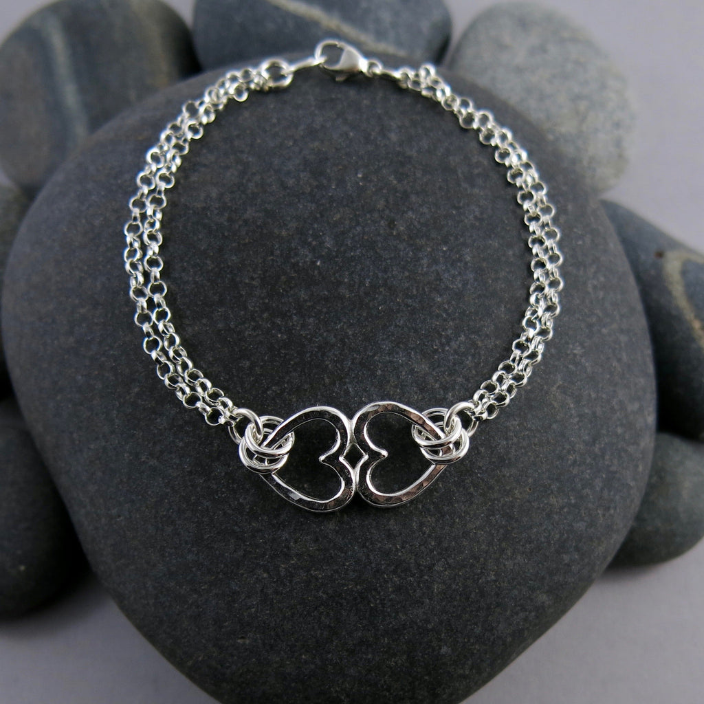 Bracelet Duo Cœurs Ouverts • Argent Sterling