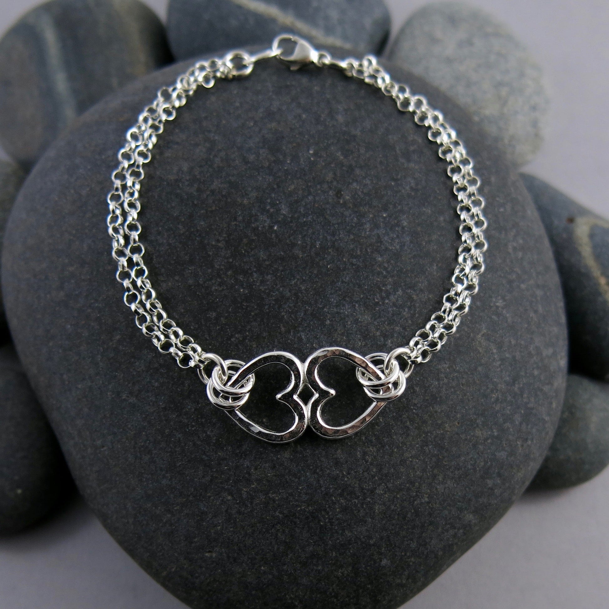 Bracelet Duo Cœurs Ouverts • Argent Sterling