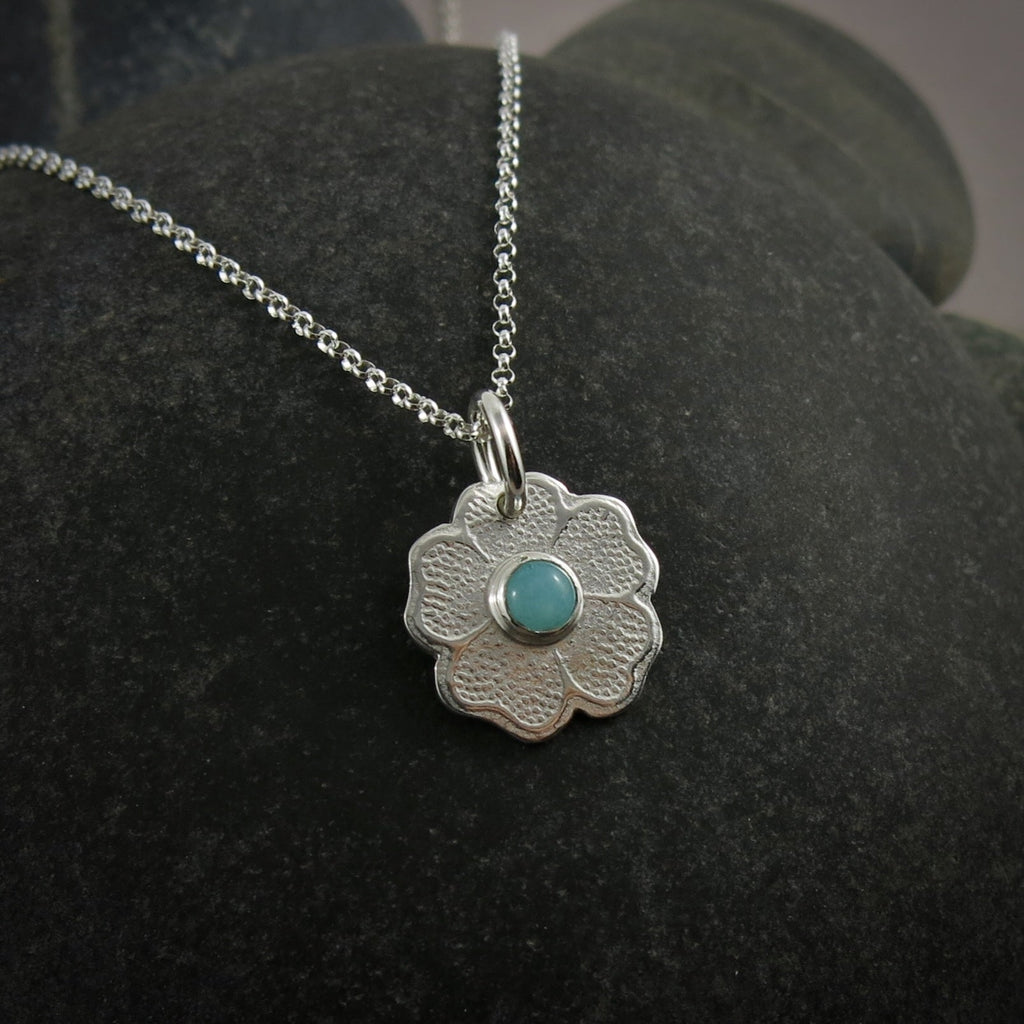Pendentif Pensée avec Amazonite • Argent Sterling