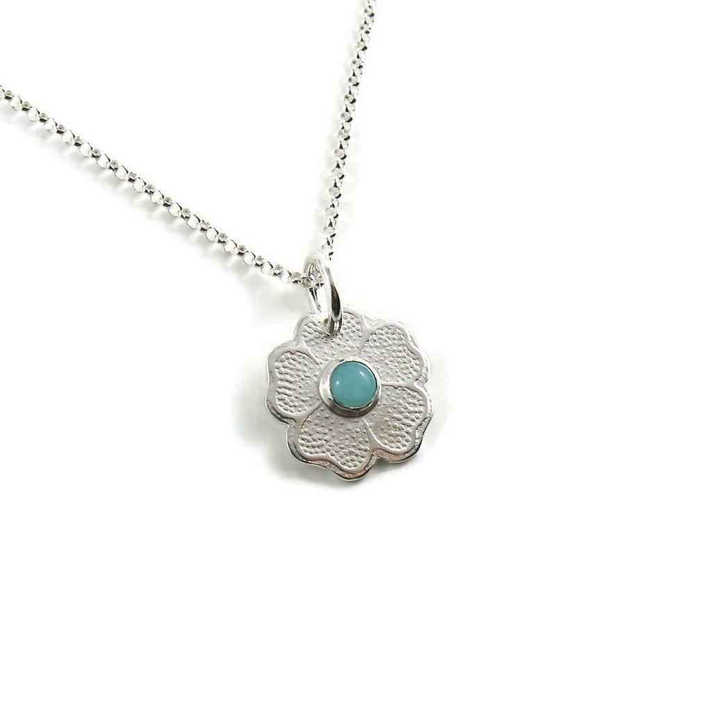 Pendentif Pensée avec Amazonite • Argent Sterling