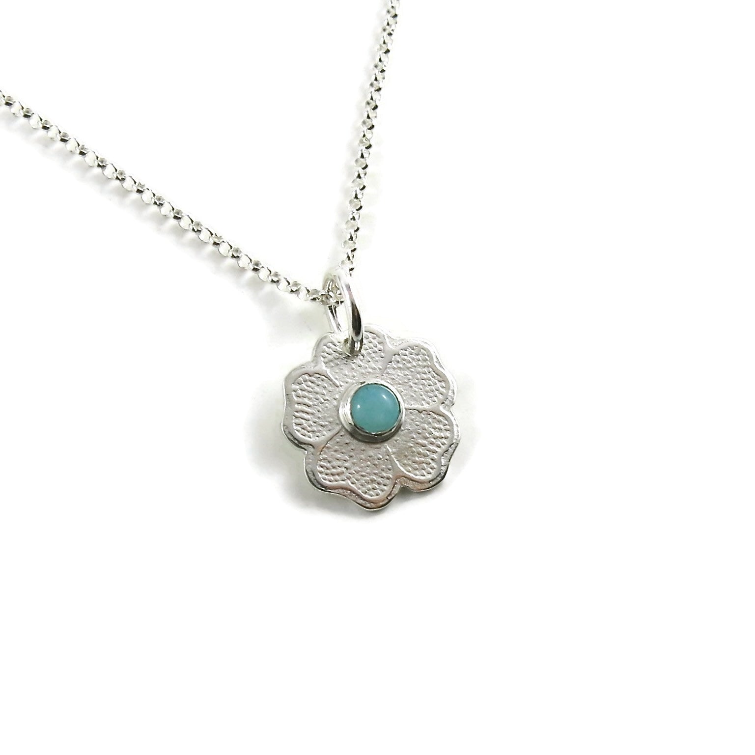 Pendentif Pensée avec Amazonite • Argent Sterling