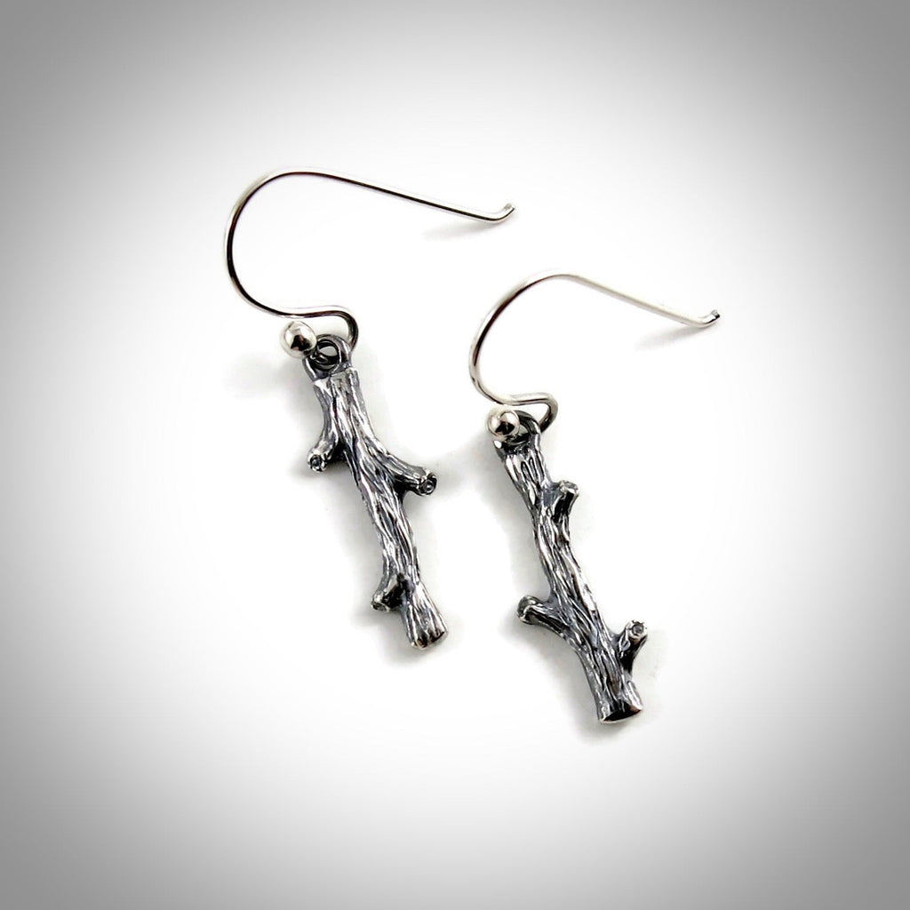Boucles d'oreilles en brindilles d'argent • Boucles d'oreilles pendantes légères inspirées de la nature
