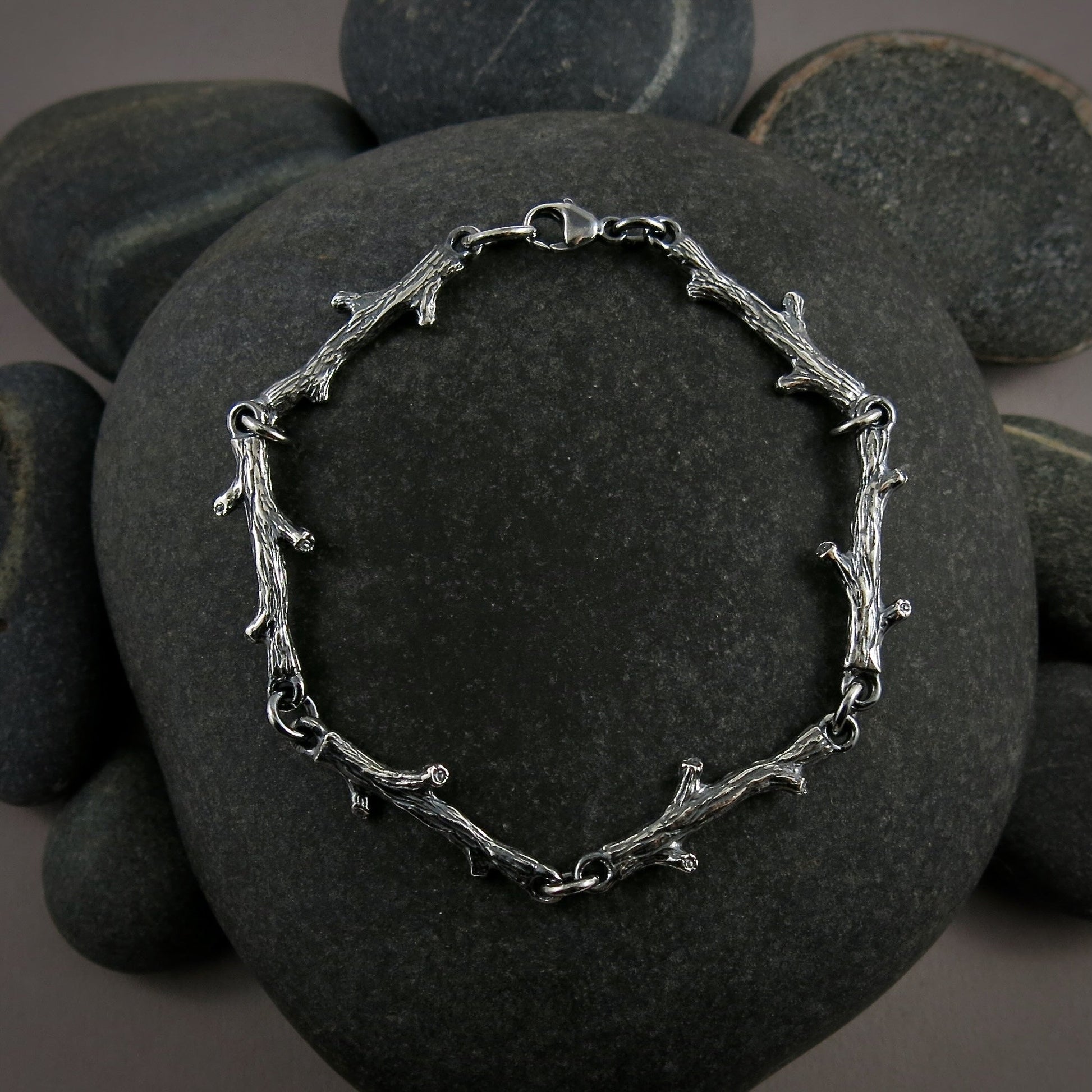 Bracelet brindilles en argent • Bracelet brindilles léger inspiré de la nature