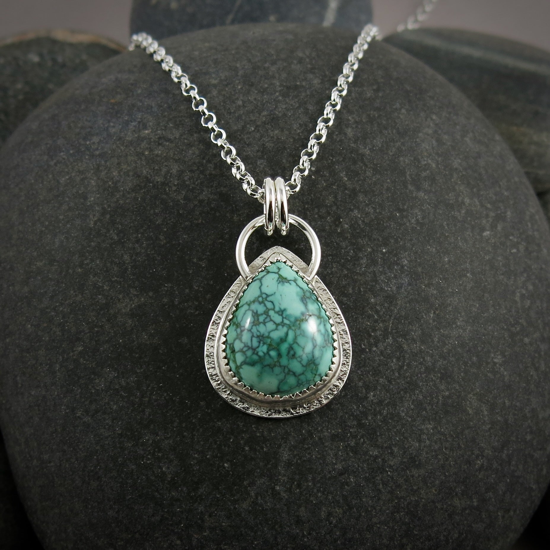 Pendentif toile d'araignée turquoise • Argent sterling • Collection Turquoise Bliss