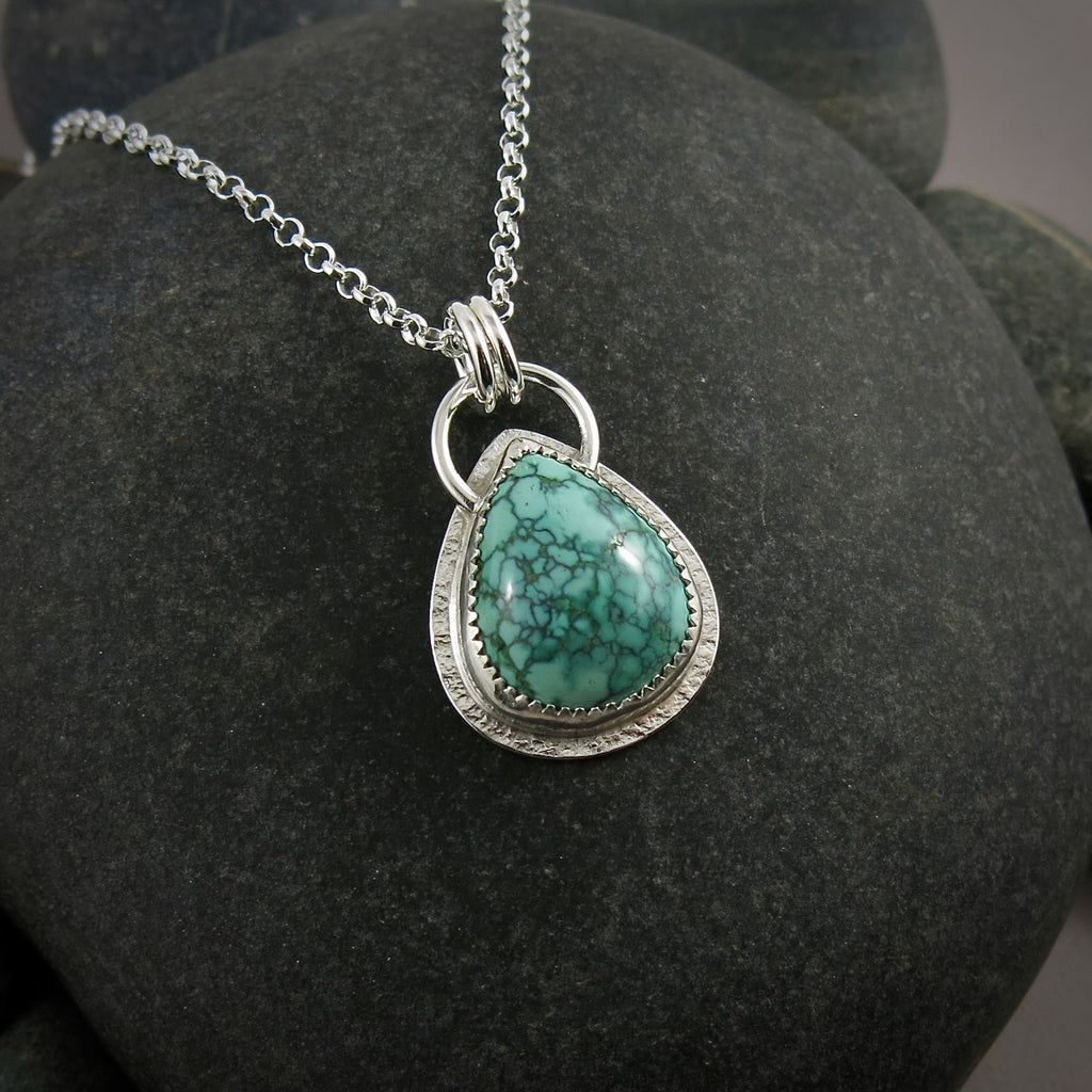 Pendentif toile d'araignée turquoise • Argent sterling • Collection Turquoise Bliss