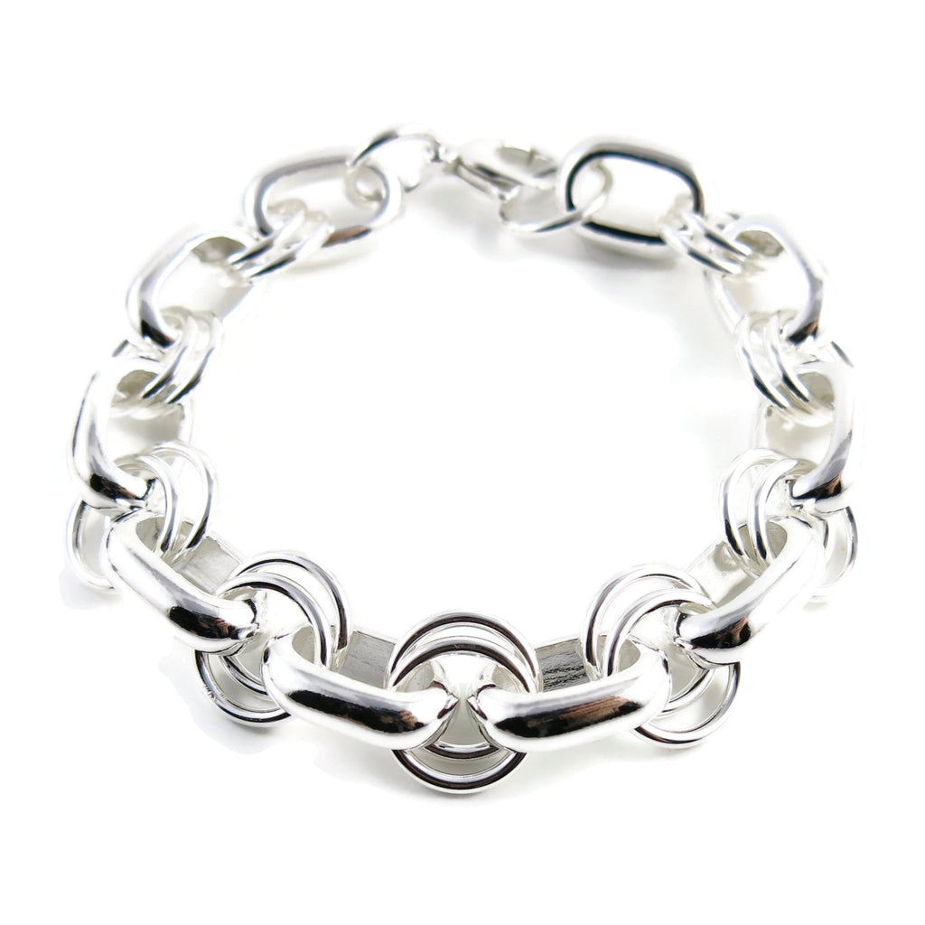 Bracelet à maillons ovales épais en argent sterling