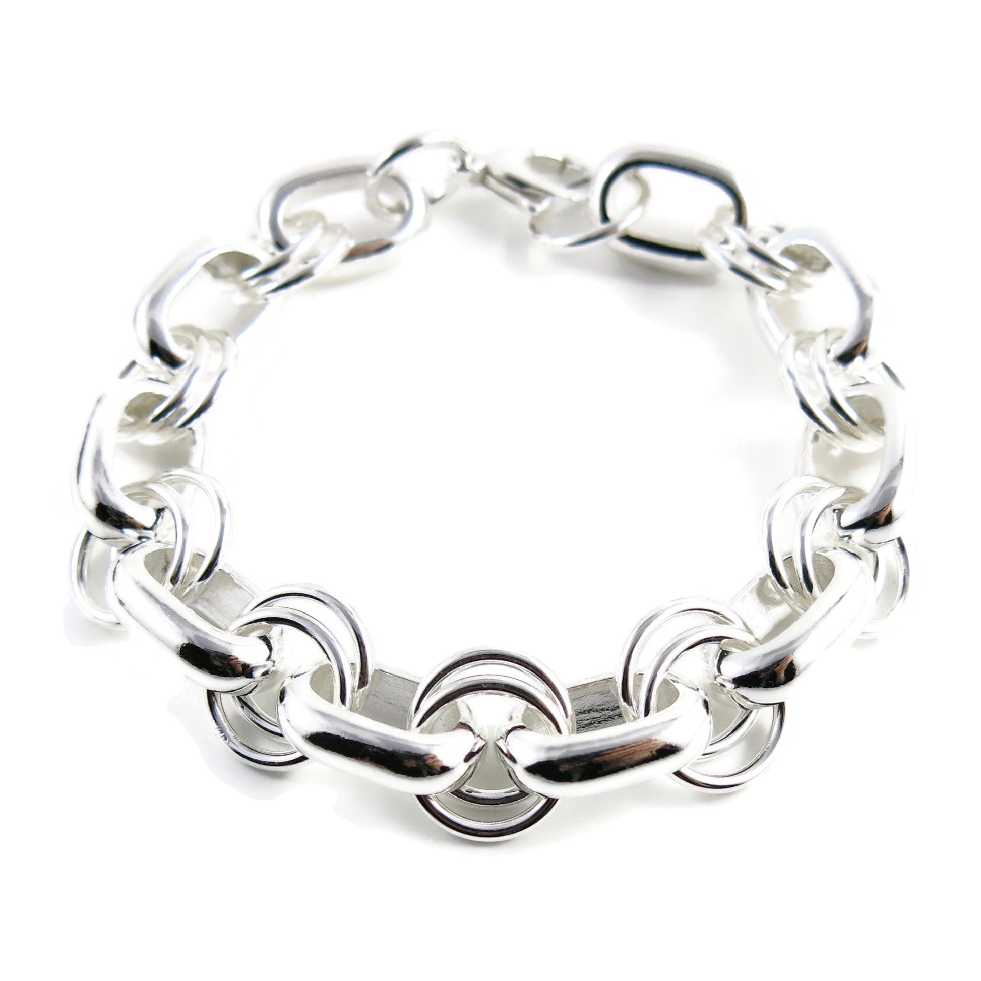 Bracelet à maillons ovales épais en argent sterling