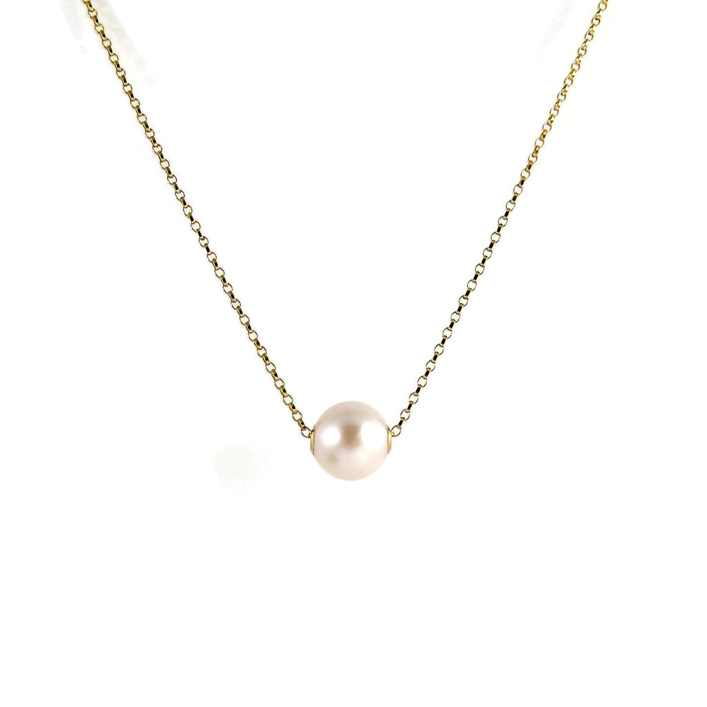 Collier coulissant en perles Edison blanches • Chaîne en or rempli 14 carats