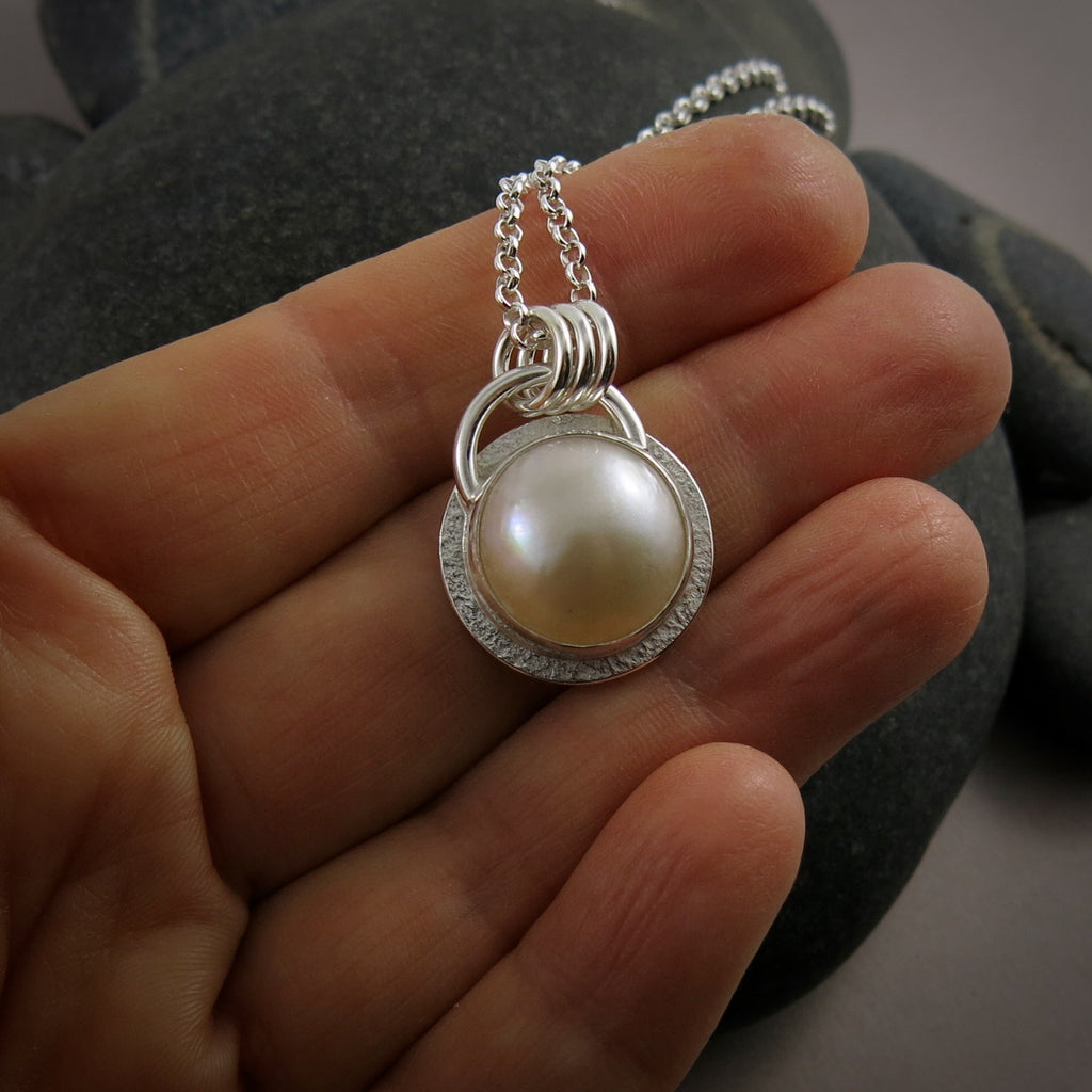 Collier de perles Mabe blanches douces • Argent sterling