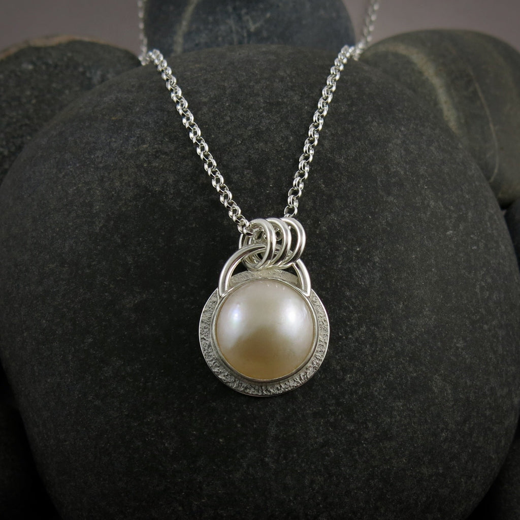Collier de perles Mabe blanches douces • Argent sterling