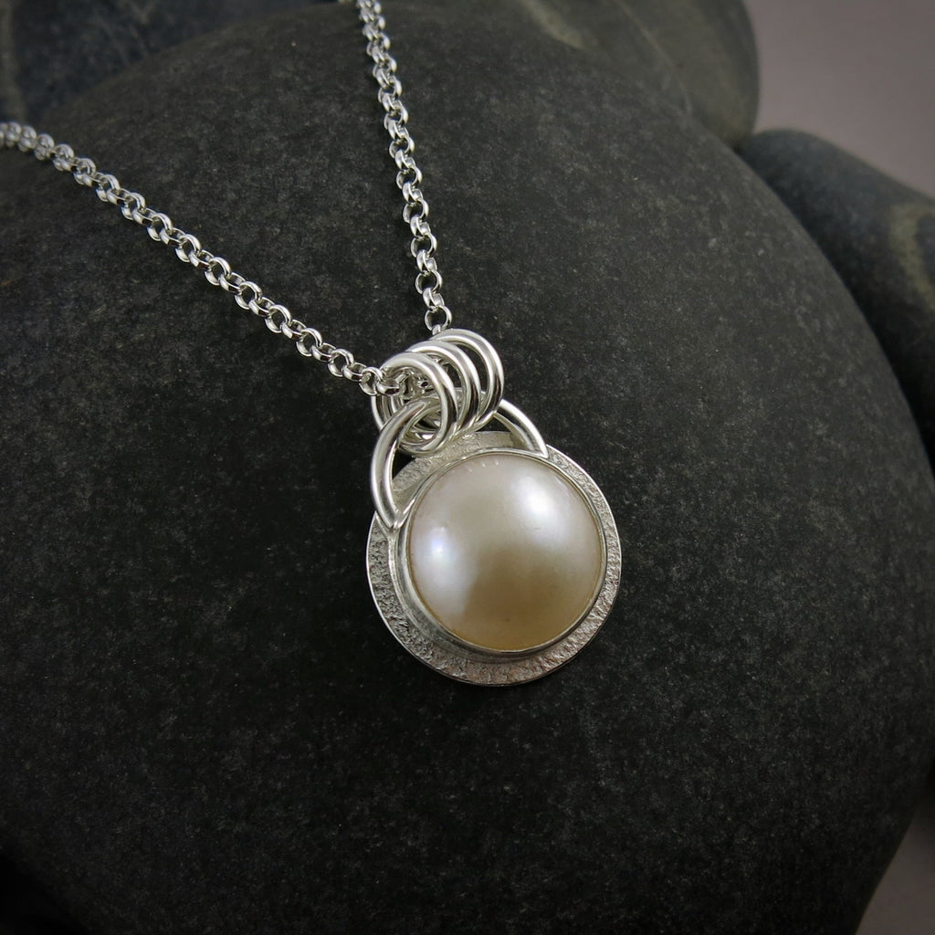 Collier de perles Mabe blanches douces • Argent sterling