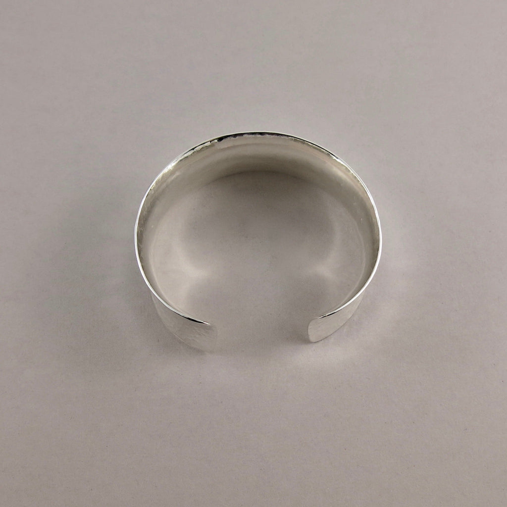 Wide Concave Silver Cuff Bracelet • Hammer Textured Sterling Silver