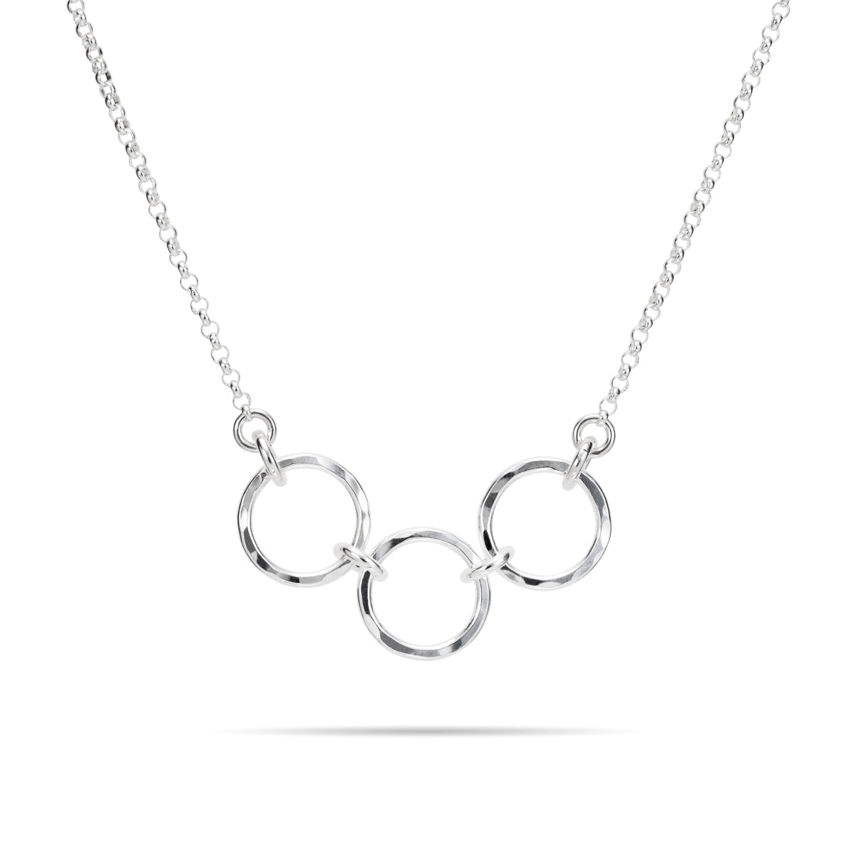 Collier Breathe Trio • Argent sterling texturé martelé avec chaîne Rolo