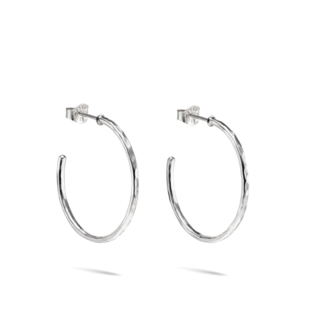Boucles d'oreilles créoles ouvertes • Créoles en argent sterling texturées martelées