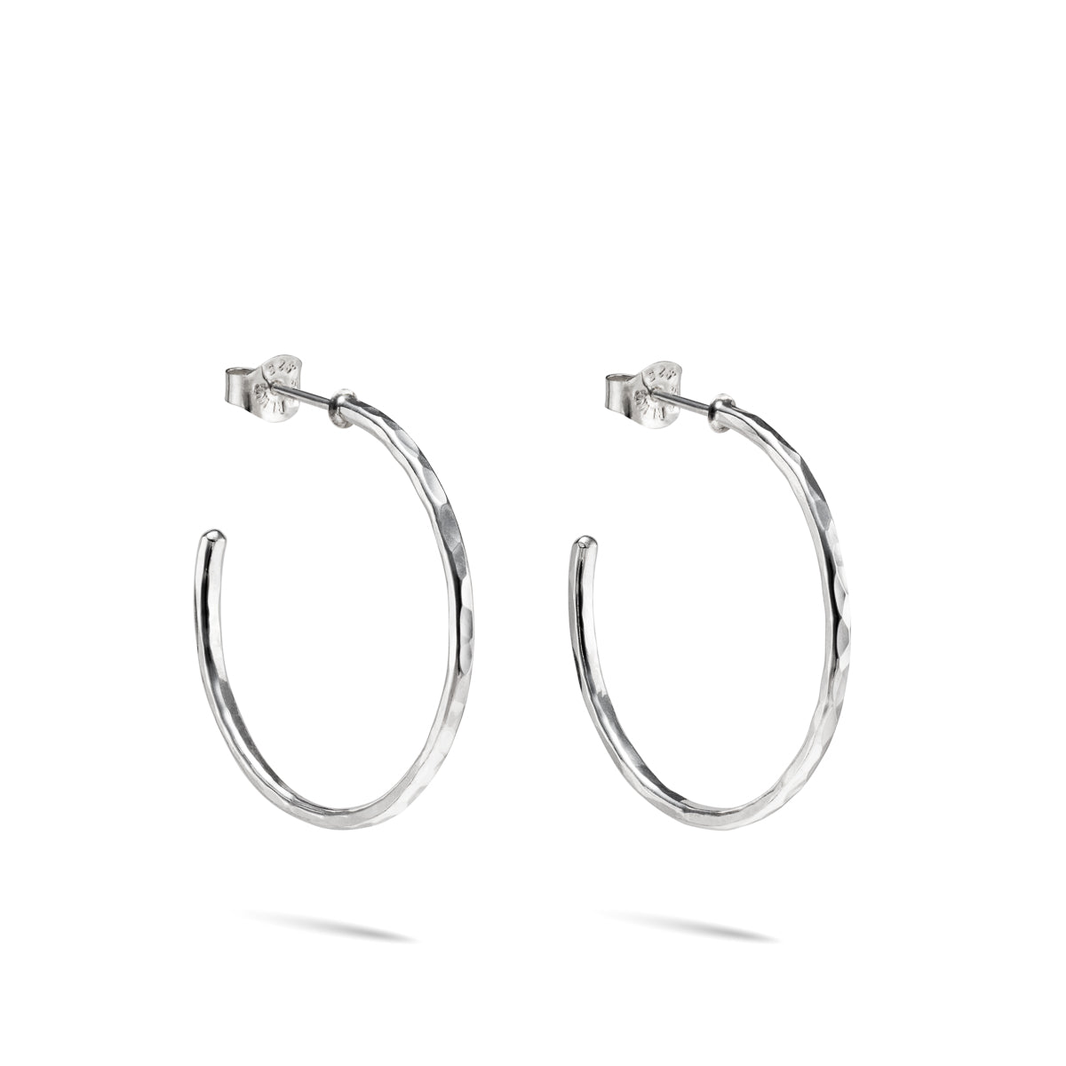 Boucles d'oreilles créoles ouvertes • Créoles en argent sterling texturées martelées