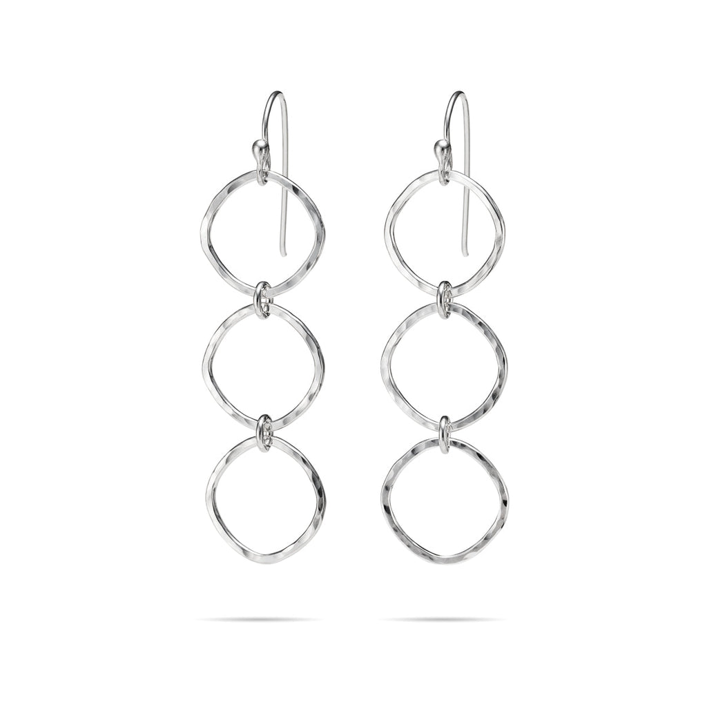 Boucles d'oreilles pendantes Soft Square Trio • Argent sterling texturé martelé
