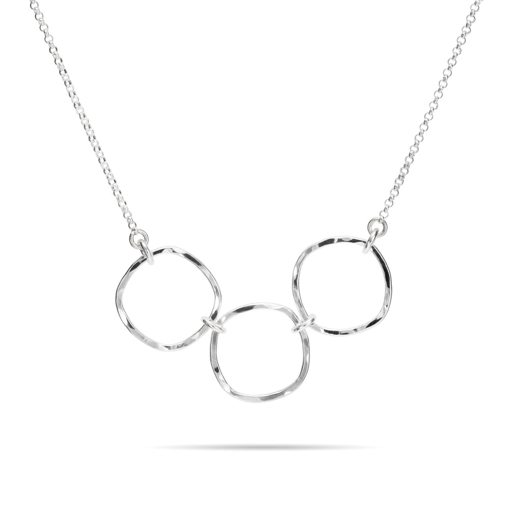 Collier Trio Carré Doux • Argent Sterling Texturé Martelé avec Chaîne Rolo