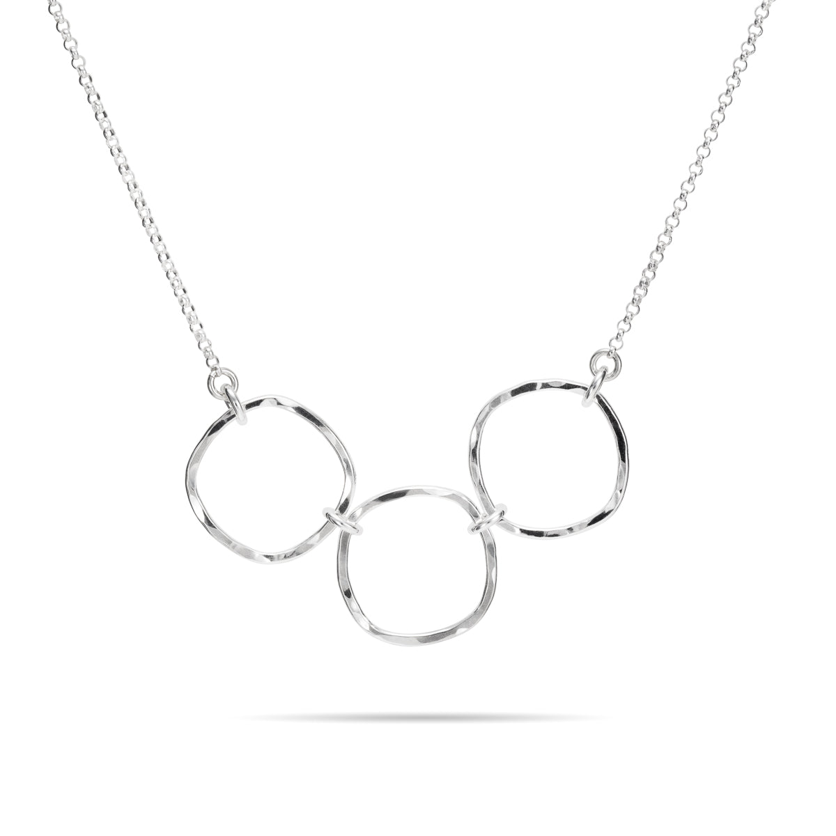 Collier Trio Carré Doux • Argent Sterling Texturé Martelé avec Chaîne Rolo