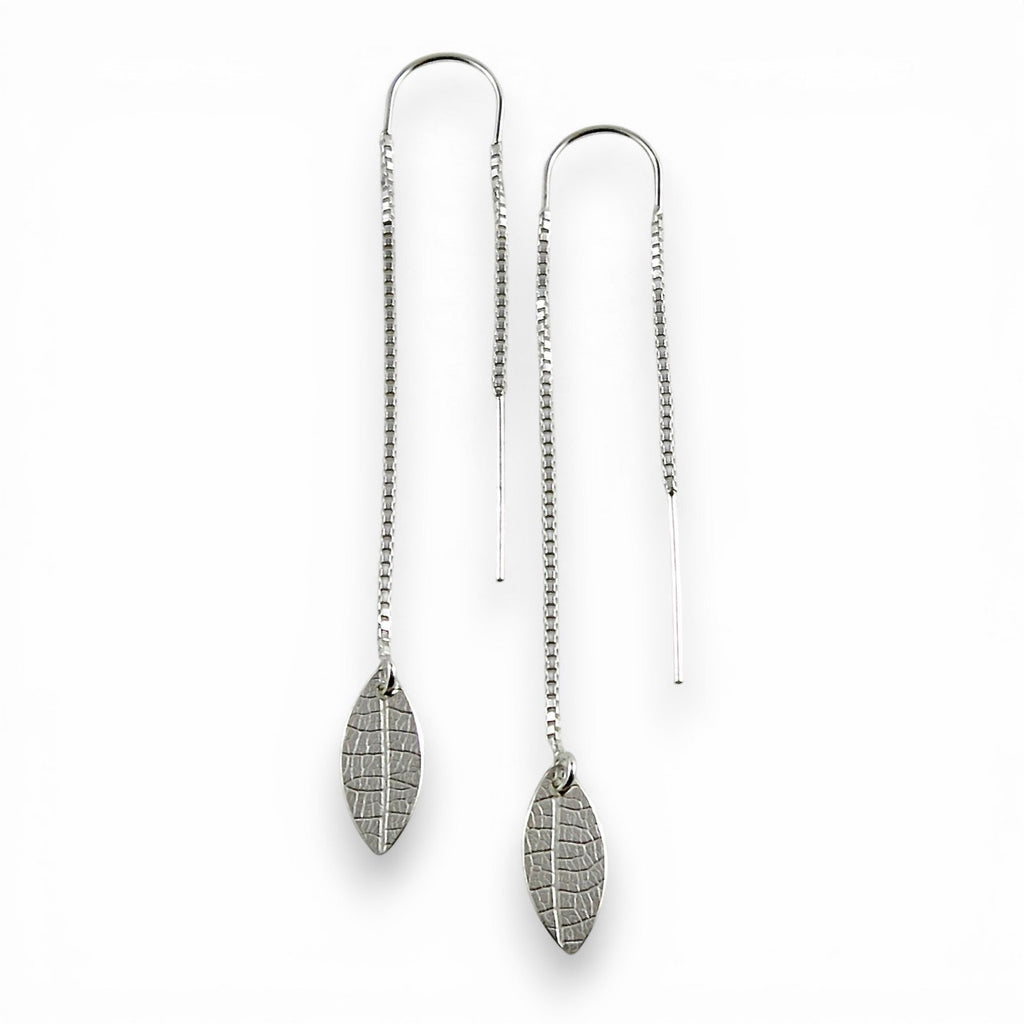 Little Leaf Threader Earrings • Sterling Silver