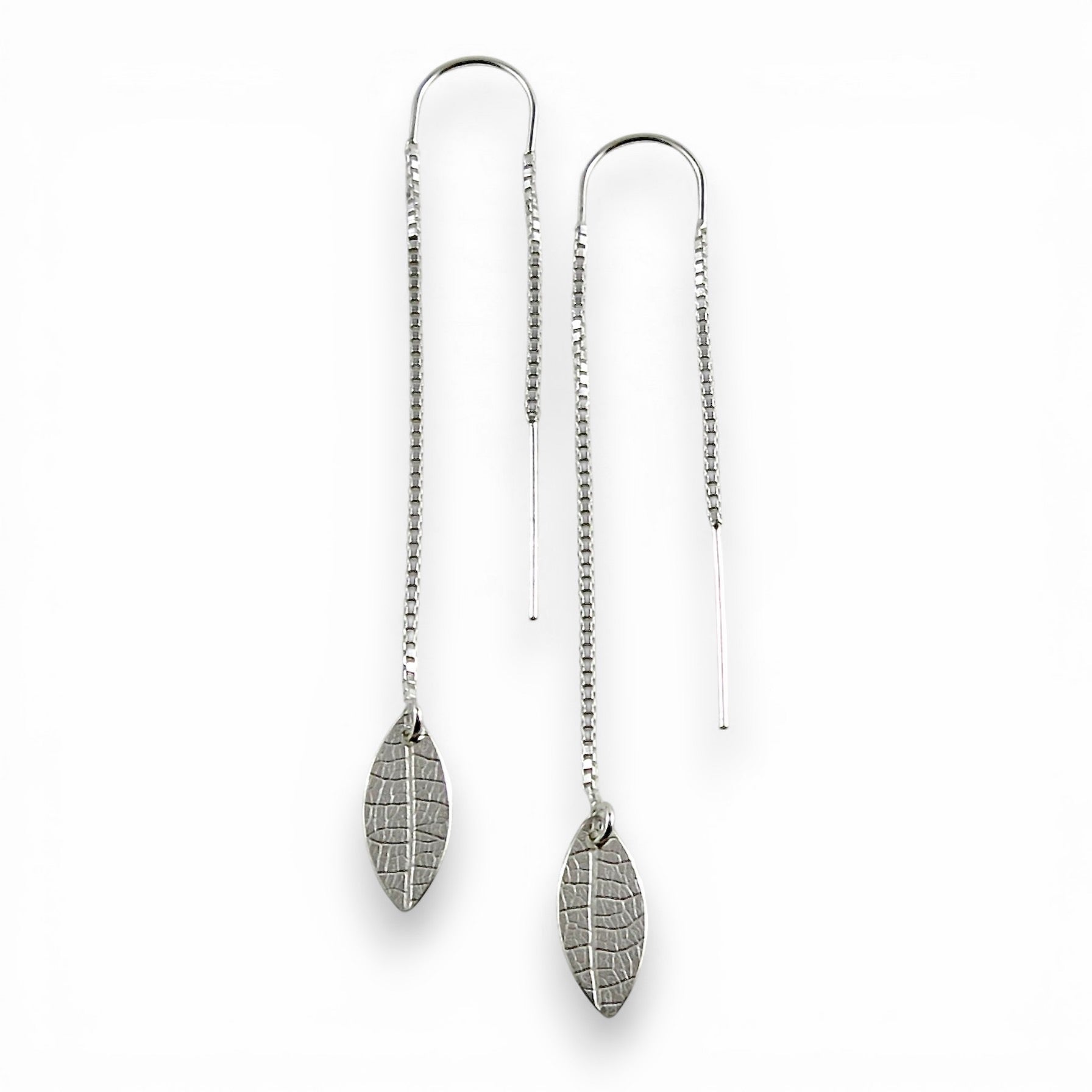 Little Leaf Threader Earrings • Sterling Silver