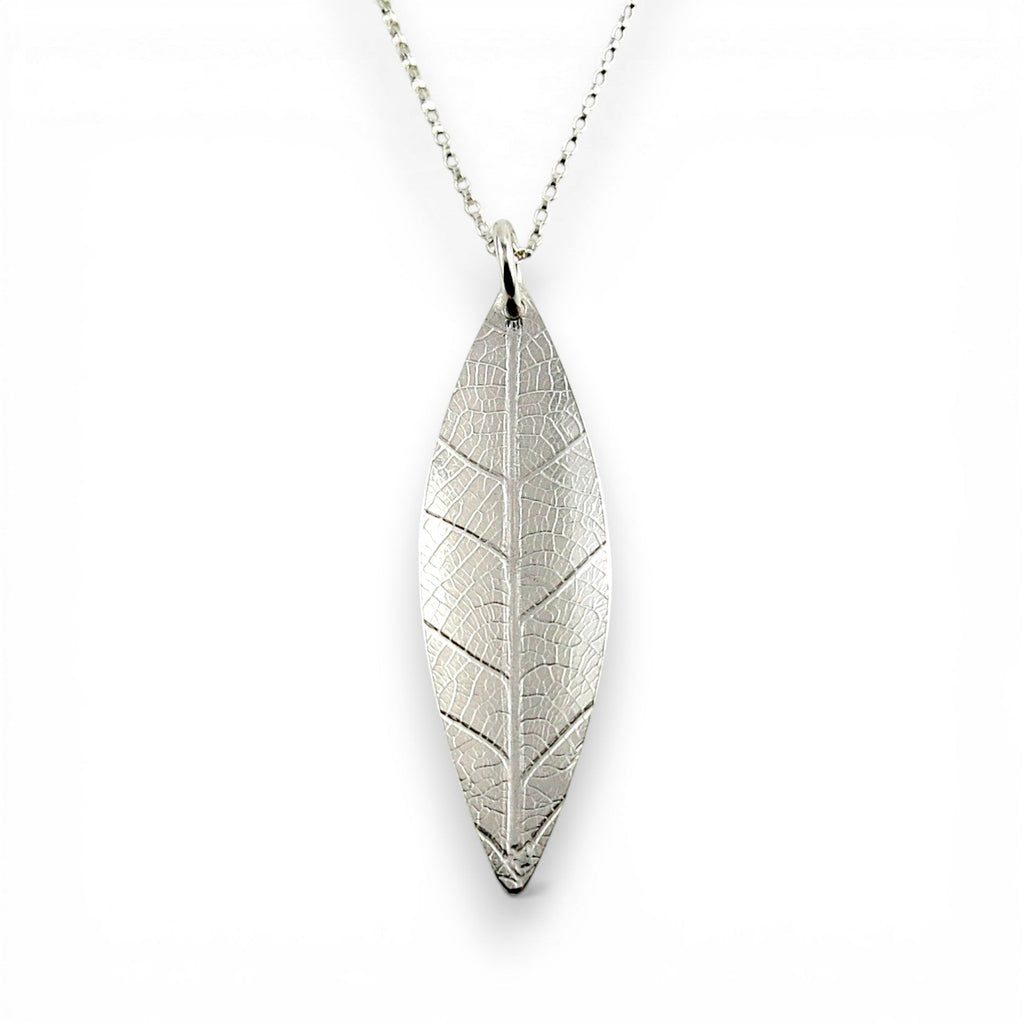 Silver Leaf Necklace • Sterling Silver Leaf Imprint Necklace