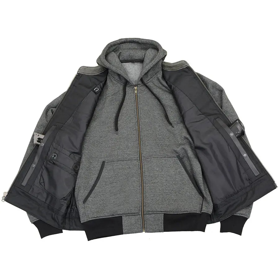 Gilet en cuir noir pour homme Milwaukee Leather avec têtes de mort réfléchissantes et doublure intégrale à capuche 