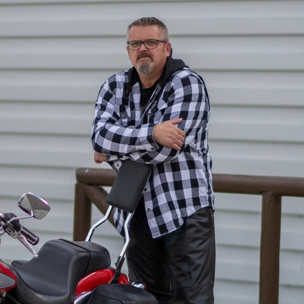 Milwaukee Leather Men's Plaid Flannel Armored Shirt Jacket