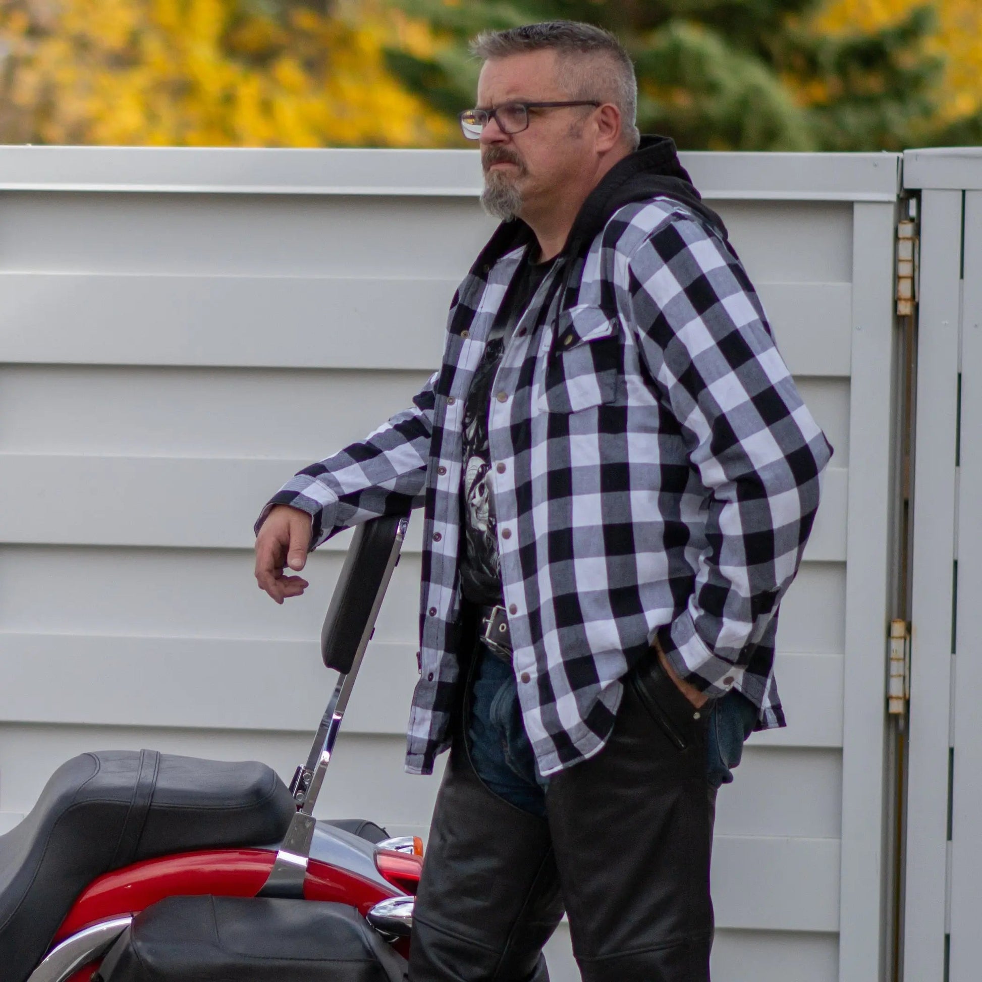 Milwaukee Leather Men's Plaid Flannel Armored Shirt Jacket