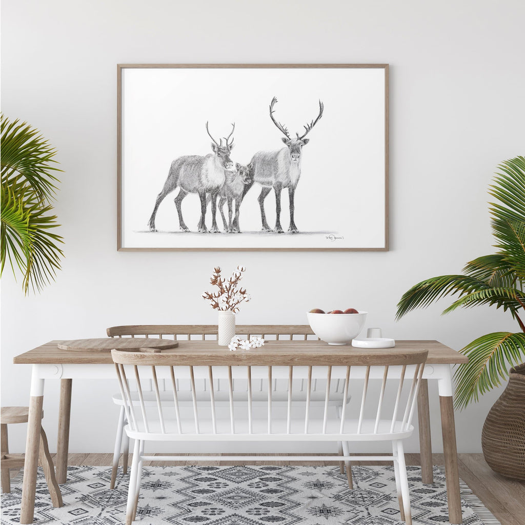 Caribous Family - Woodland Animal Wall Art