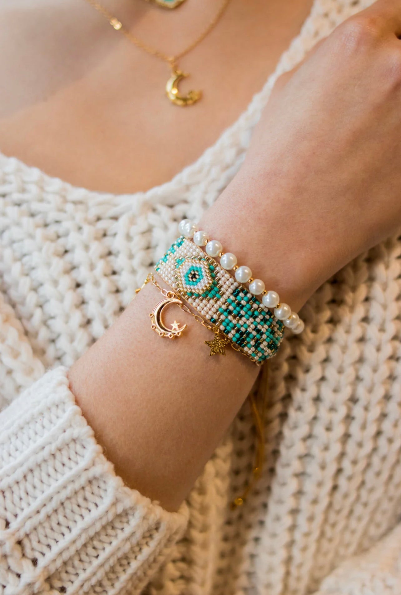 Beaded Bracelet - Frosty Eye