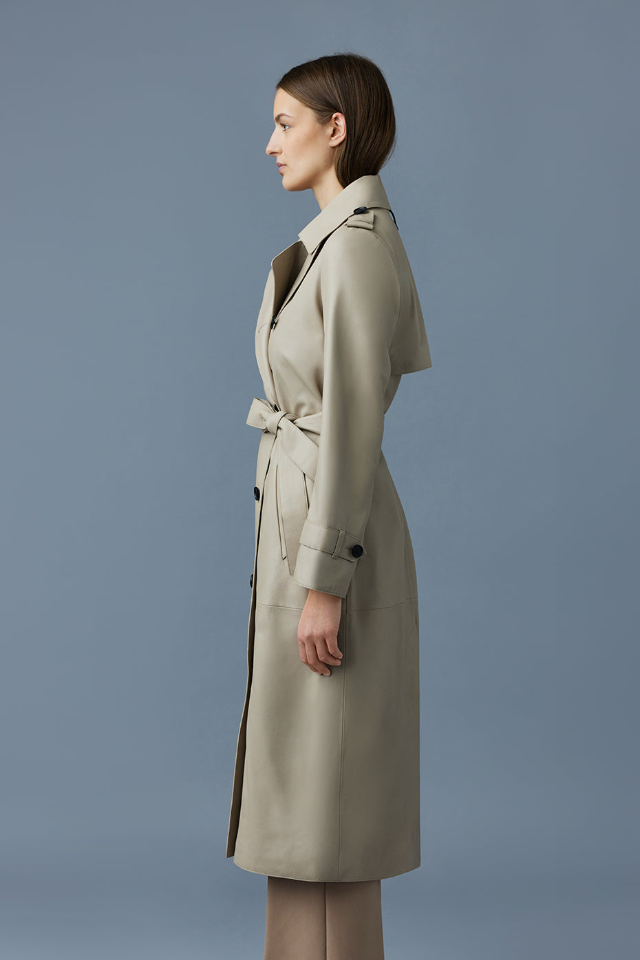 Trench-coat en cuir maxi GAEL-V