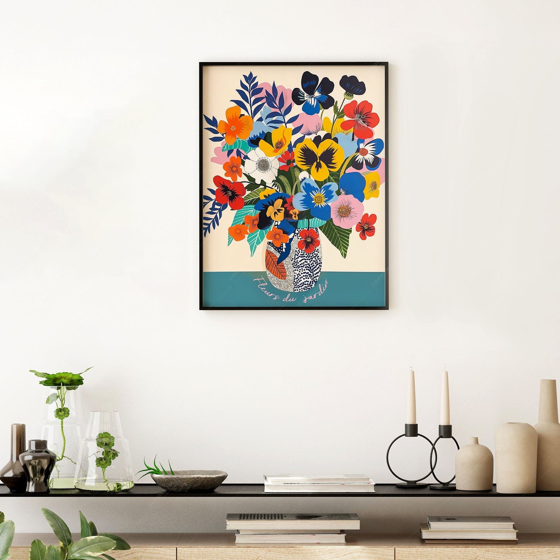 Fleurs du Jardin Flower Bouquet Art Print – Colorful Botanical Poster