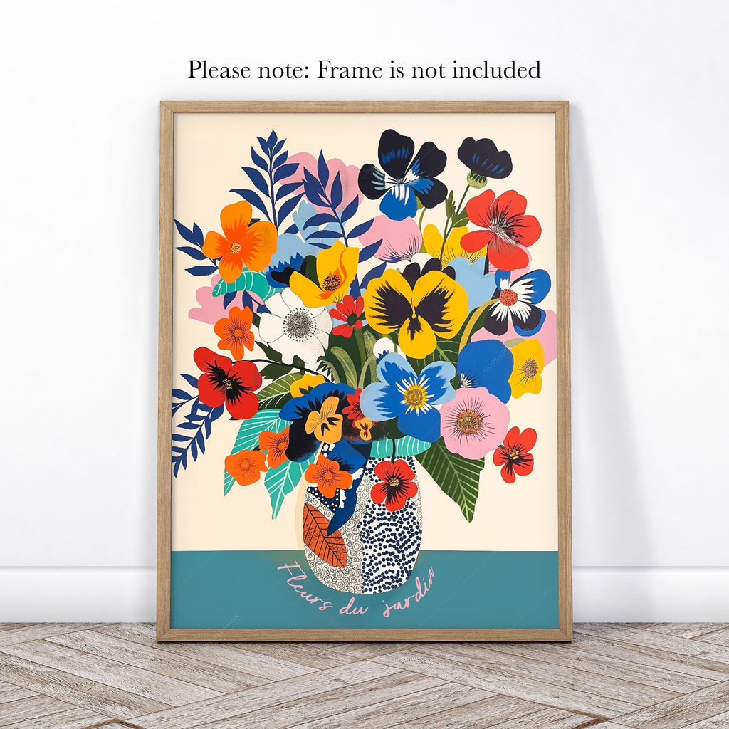 Fleurs du Jardin Flower Bouquet Art Print – Colorful Botanical Poster
