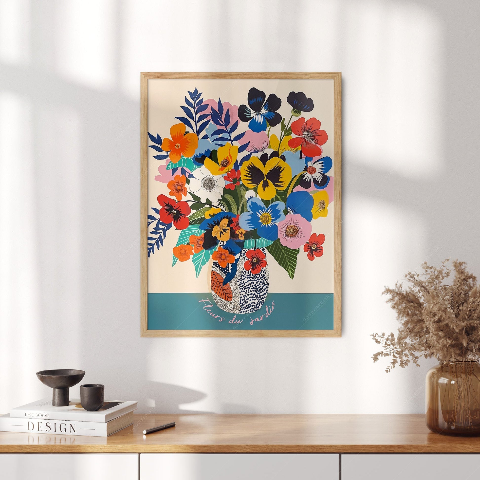 Fleurs du Jardin Flower Bouquet Art Print – Colorful Botanical Poster