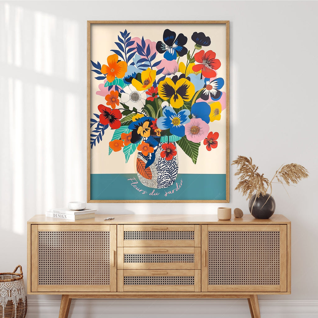 Fleurs du Jardin Flower Bouquet Art Print – Colorful Botanical Poster
