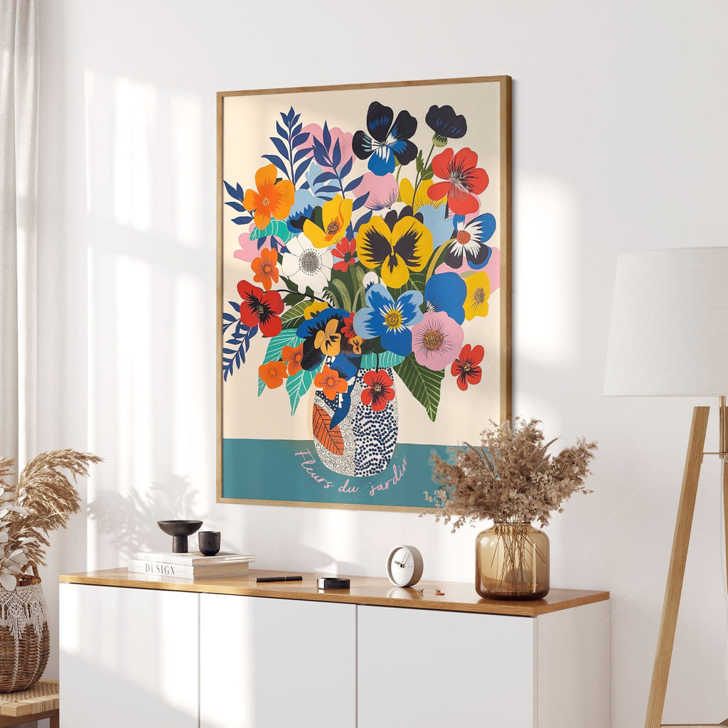 Fleurs du Jardin Flower Bouquet Art Print – Colorful Botanical Poster