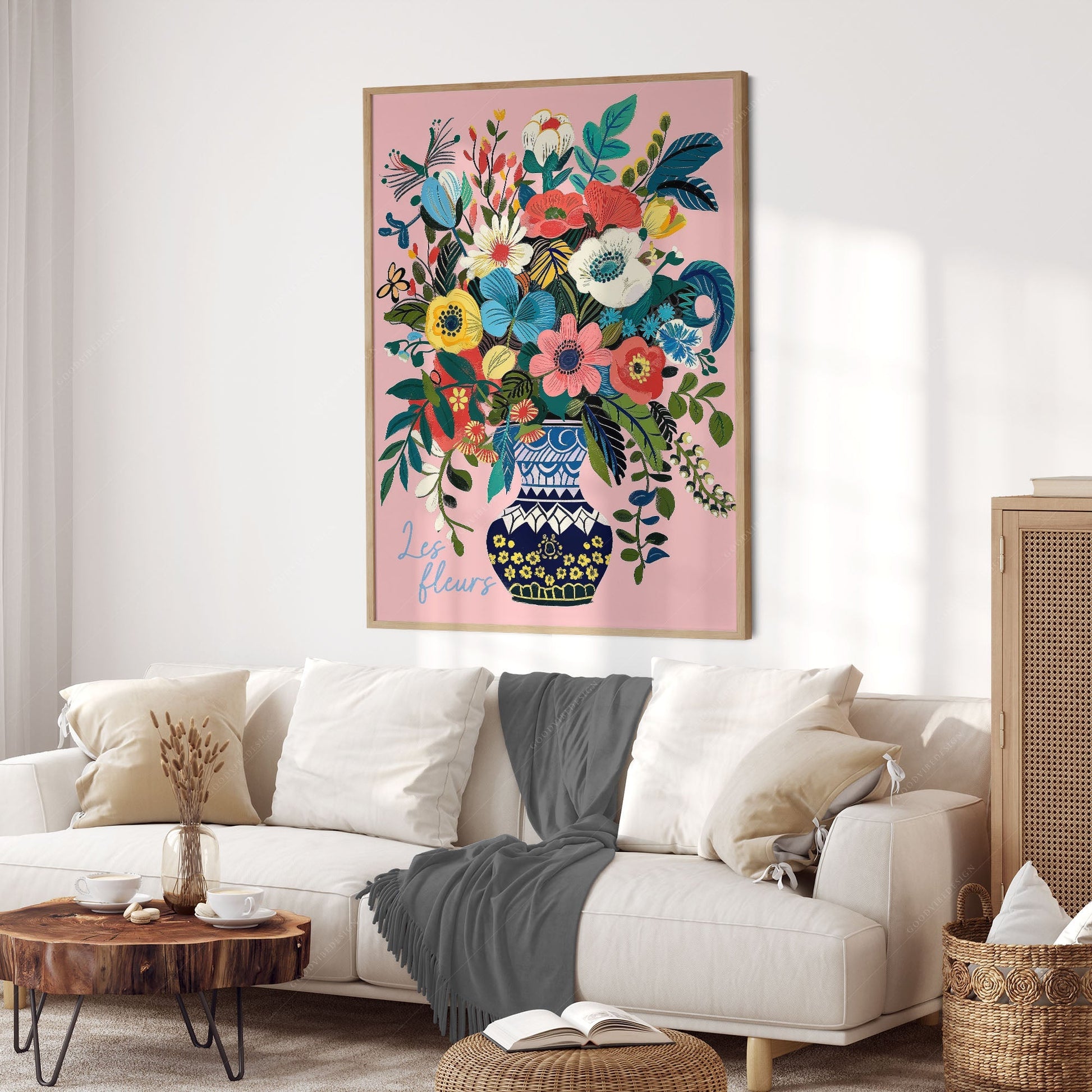 Les Fleurs Botanical Art Print – Colorful Flower Vase Wall Poster