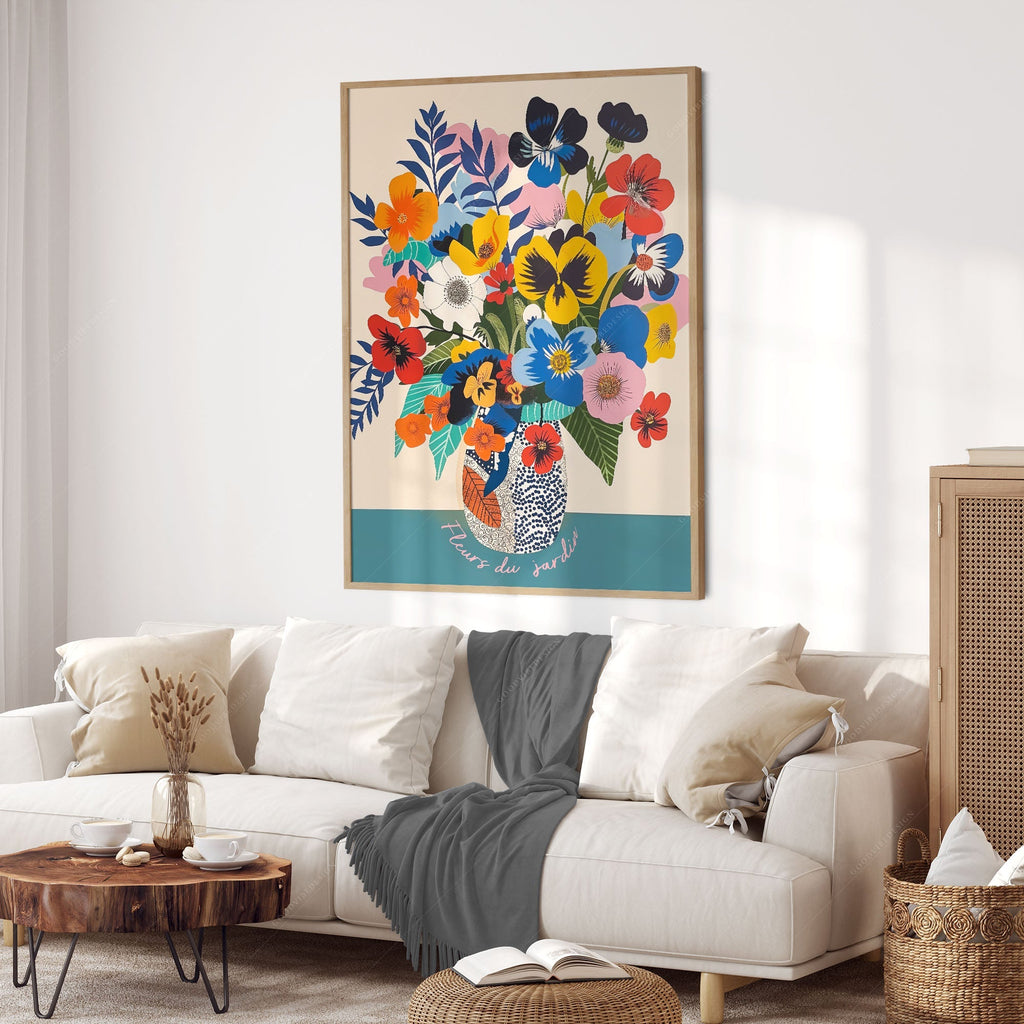 Fleurs du Jardin Flower Bouquet Art Print – Colorful Botanical Poster