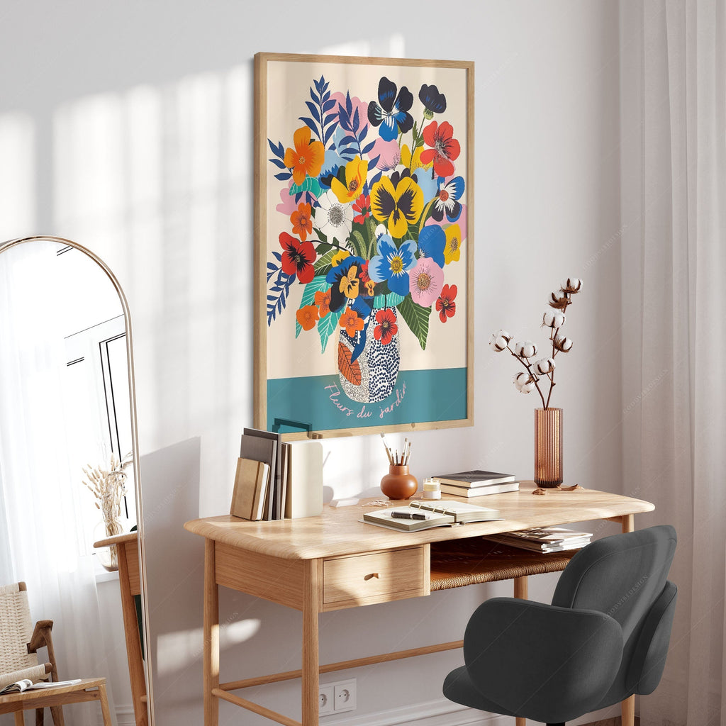 Fleurs du Jardin Flower Bouquet Art Print – Colorful Botanical Poster