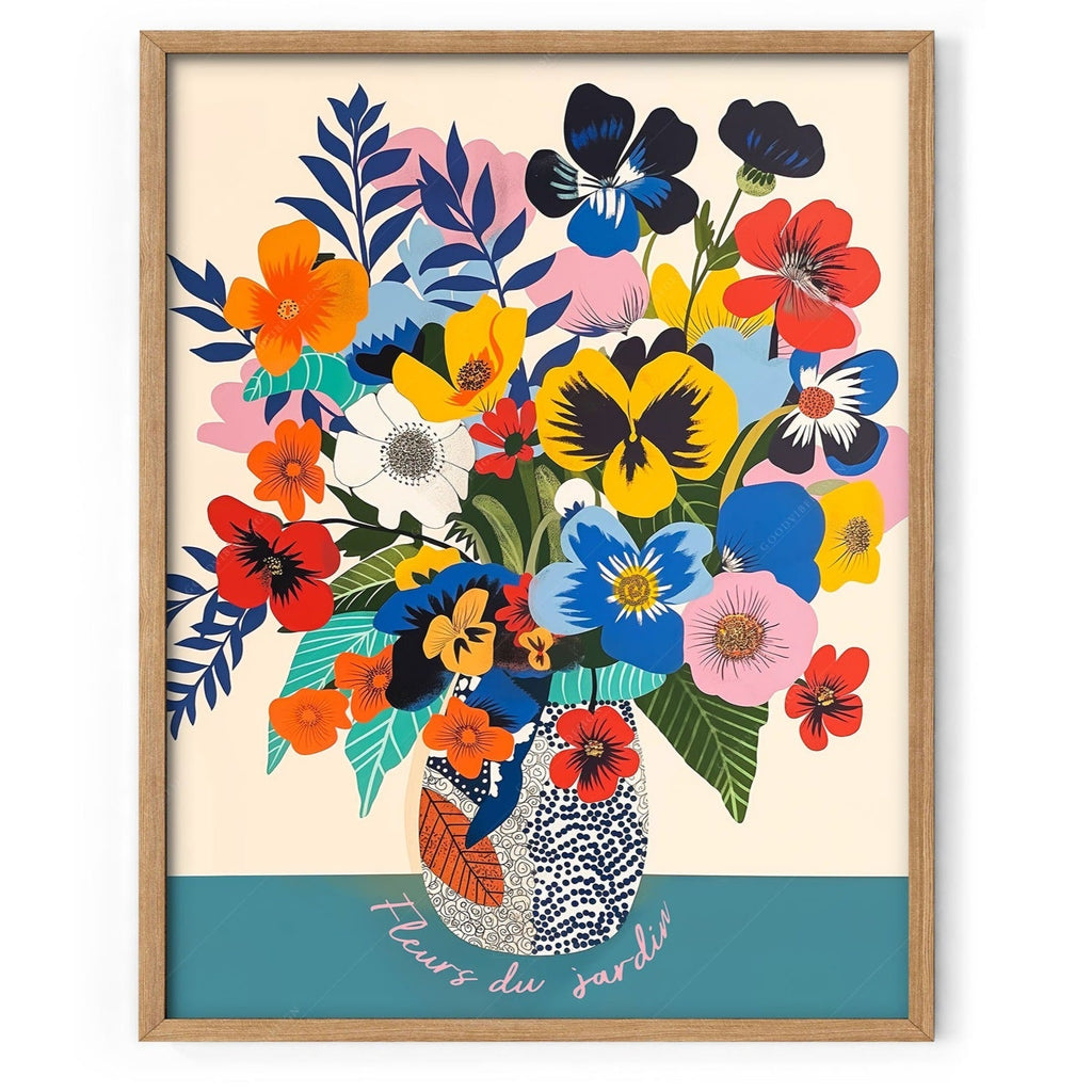Fleurs du Jardin Flower Bouquet Art Print – Colorful Botanical Poster