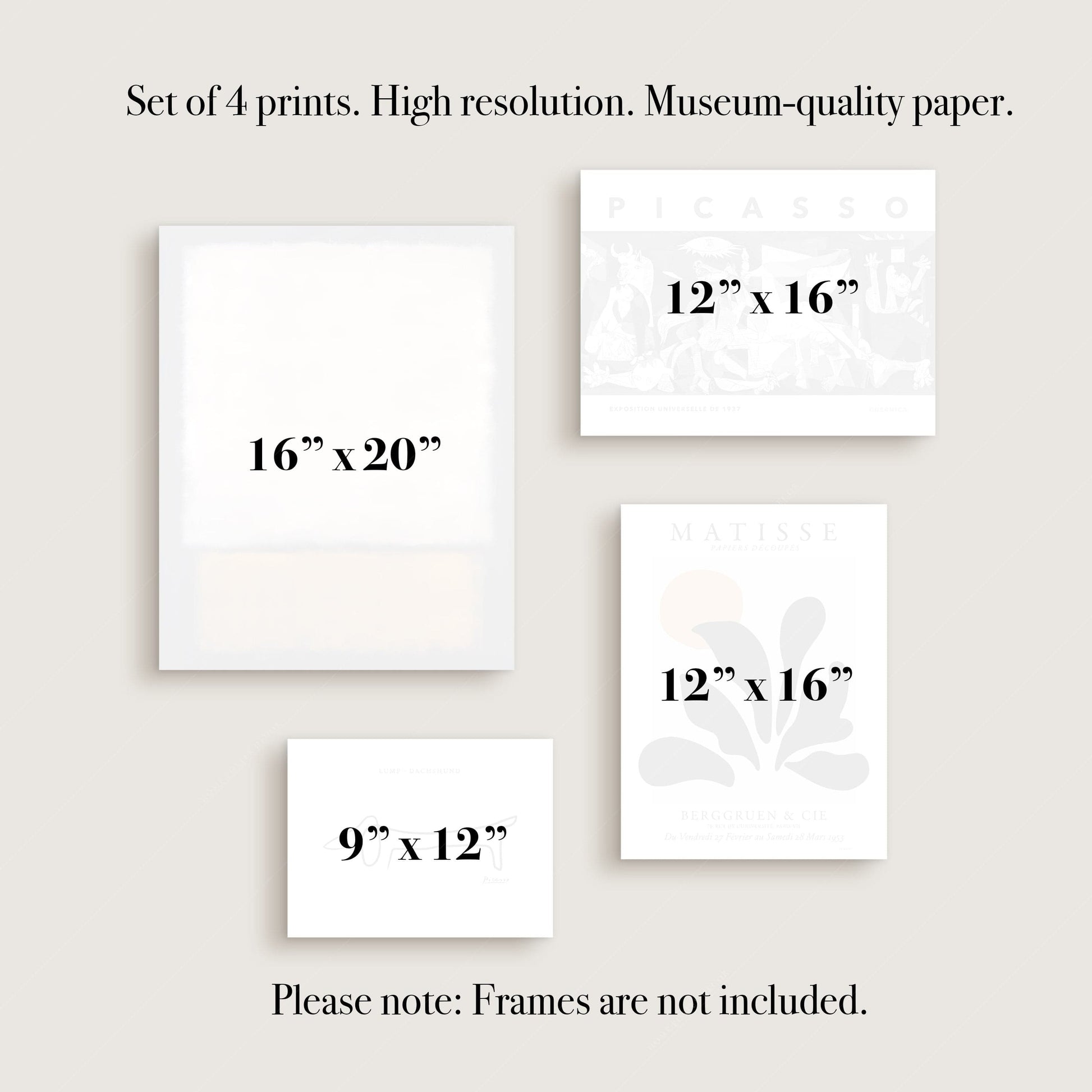 Picasso Matisse Rothko Gallery Wall Set of 4 – Modern Art Print Collection