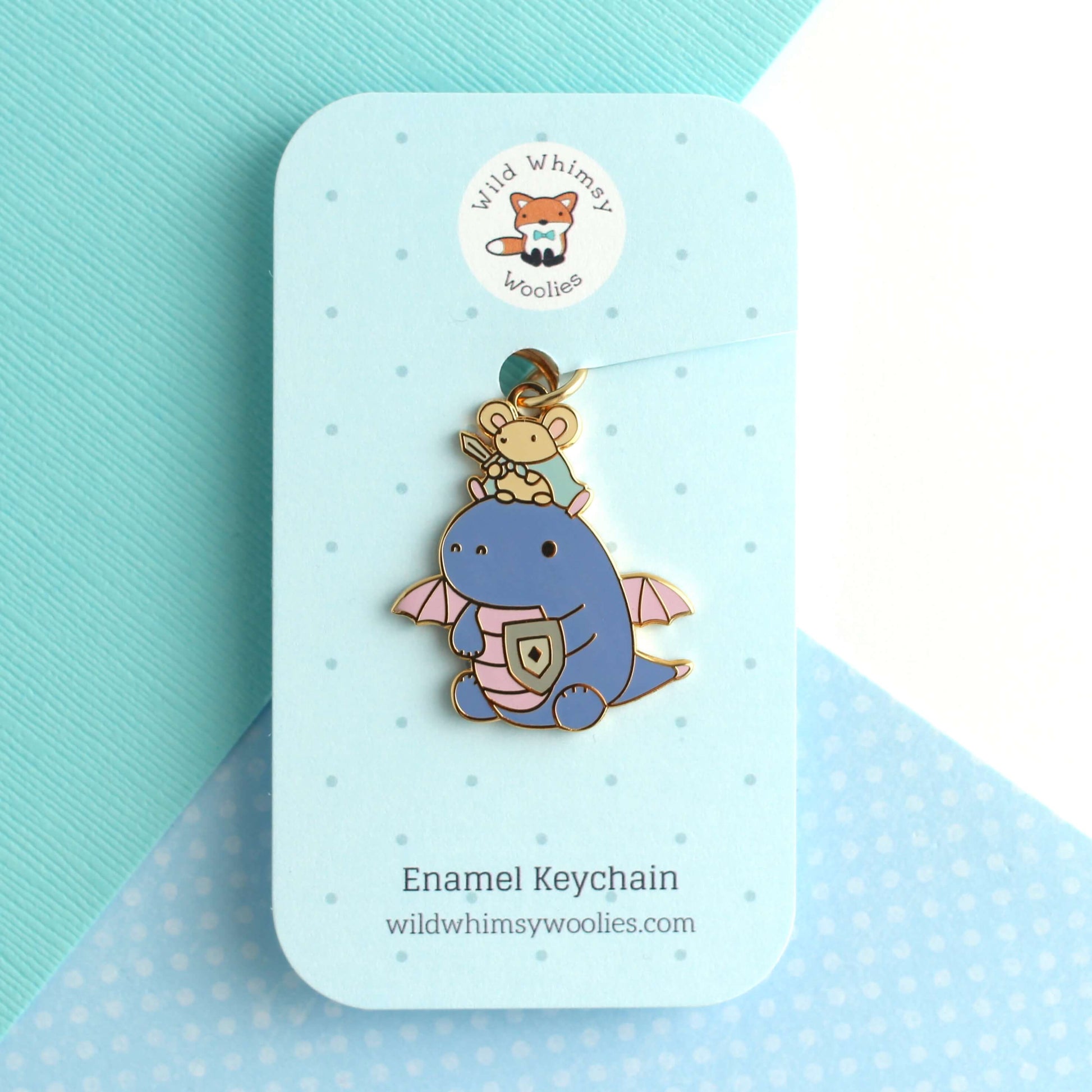 Mouse and Dragon Knight Enamel Keychain (Purple)