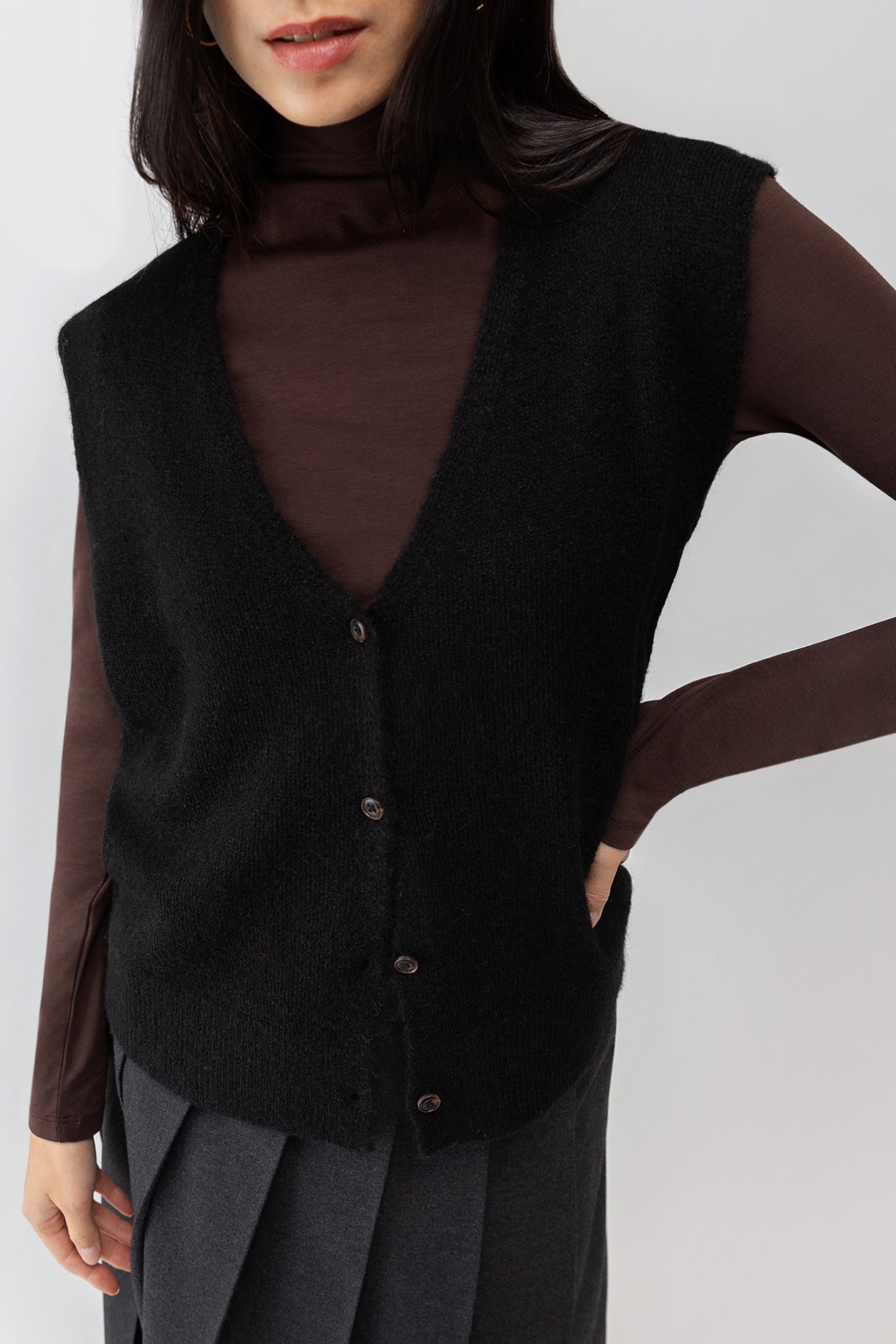 Gilet pull boutonné sur le devant