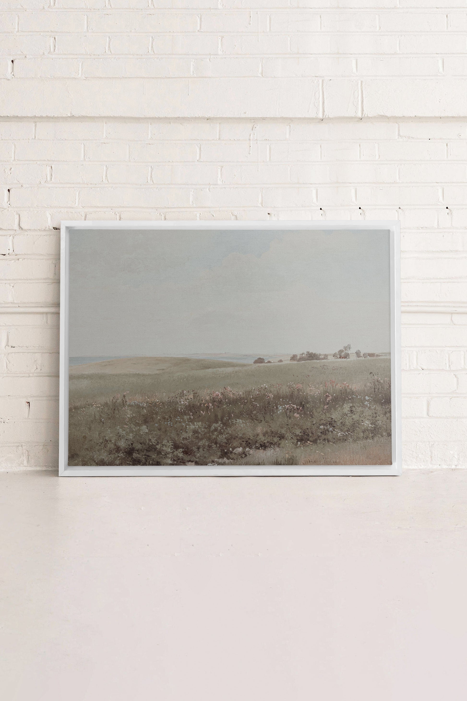 Muted Green Meadow, Stretched Canvas Artwork