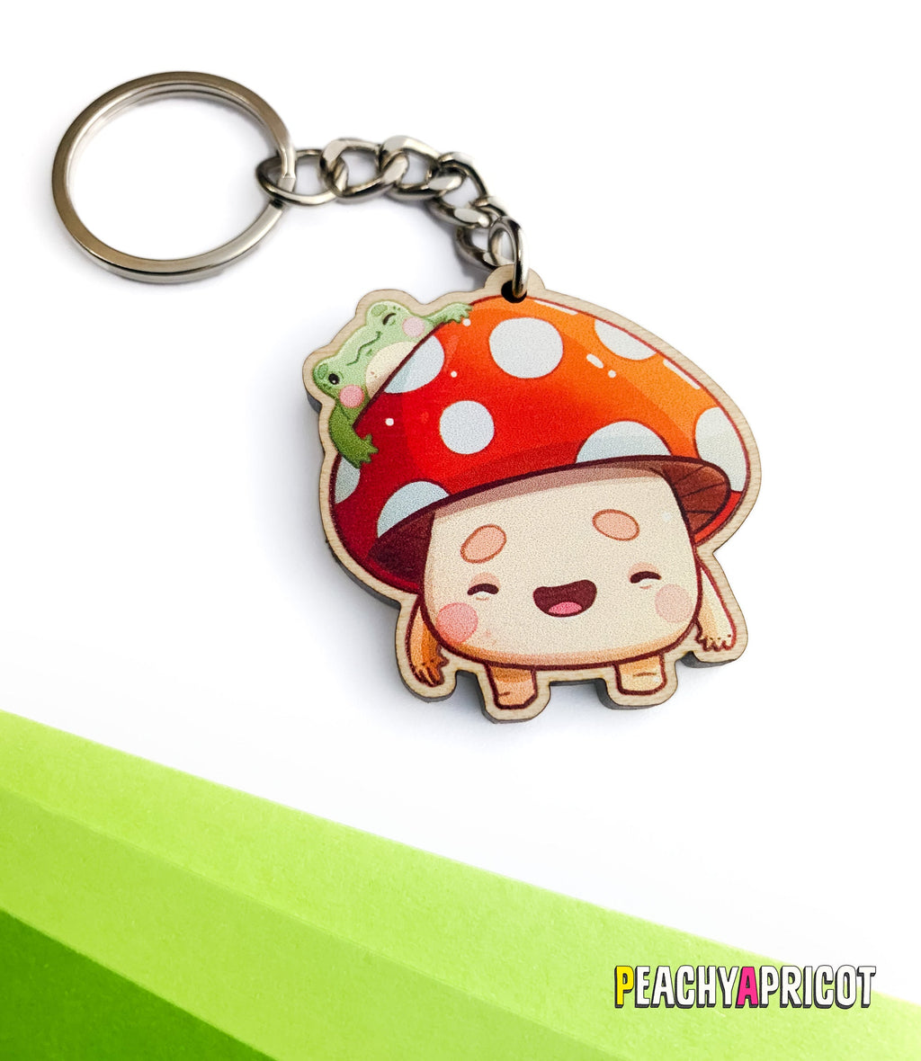 Porte-clés grenouille et champignon