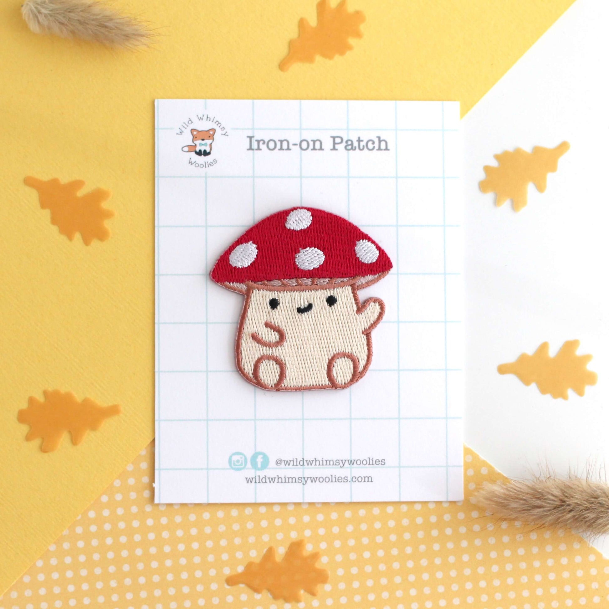 Patch thermocollant en forme de champignon rouge - Patch brodé Cottagecore