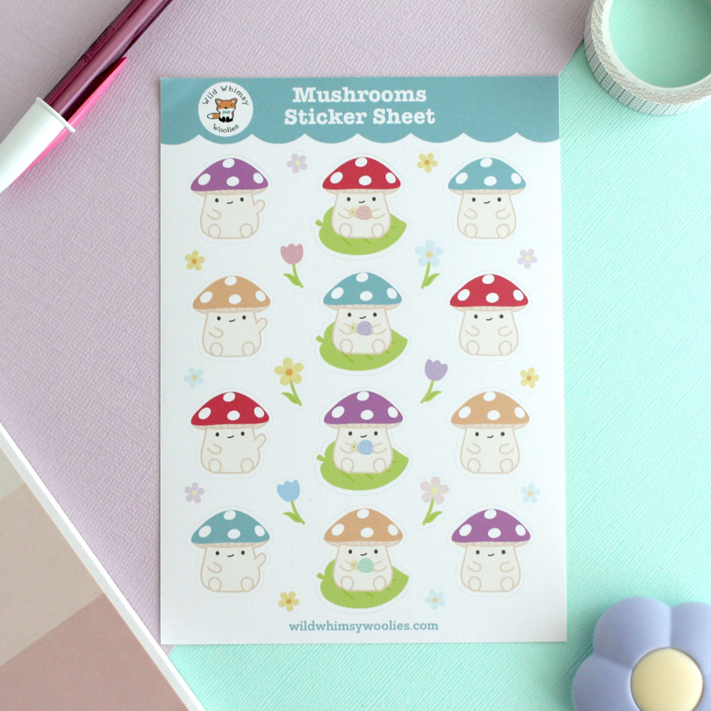 Feuille d'autocollants en vinyle Champignons